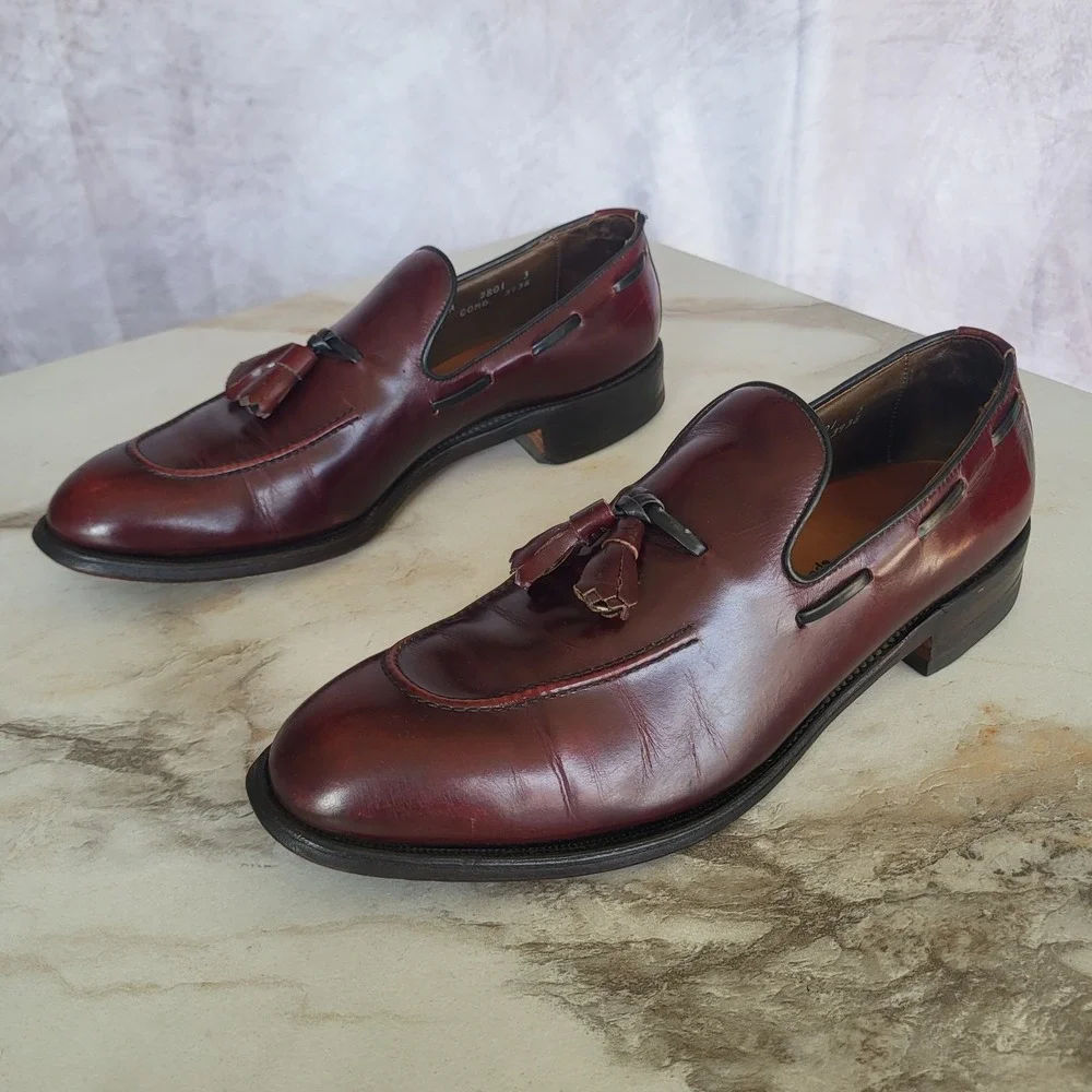 Allen Edmonds Saratoga Tassel Loafers Size 9.5 AA Oxeblood Red